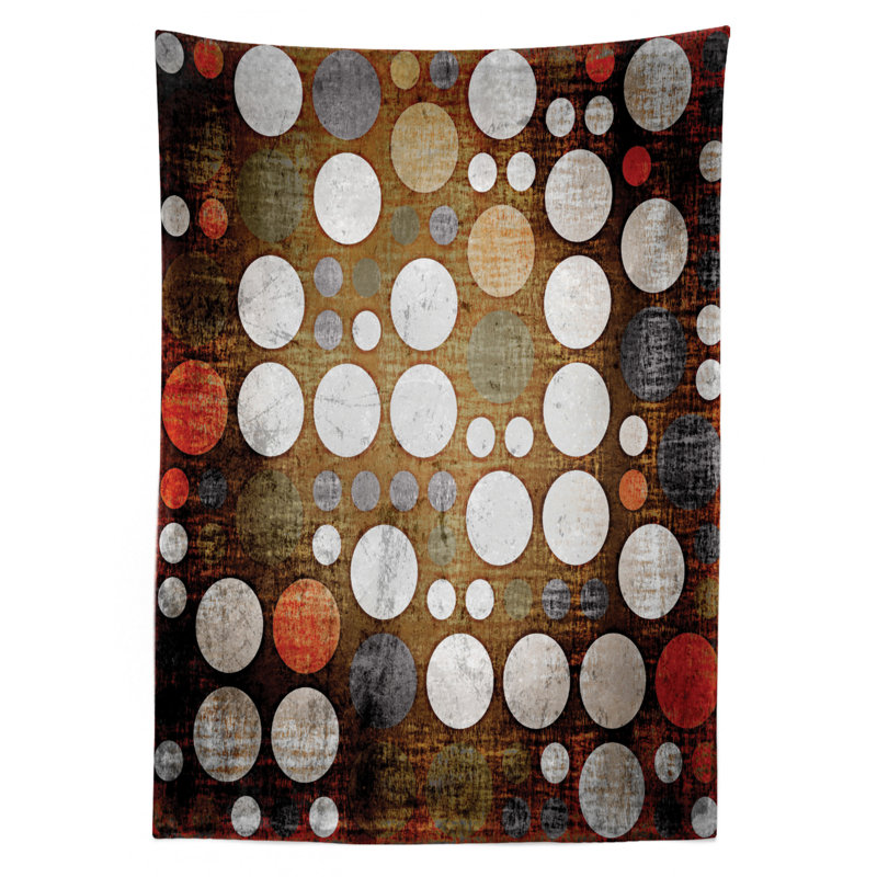 Polka Dots Tablecloth, Retro Random Colorful Polka Dots Shapes With Grunge Murk Elements Boho Print, Rectangular Table Cover For Dining Room Kitchen Decor, 52" X 70", Multicolor