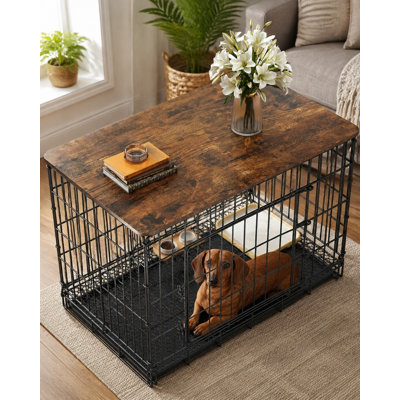 Plateau de comptoir en bois pour cage pour chien de 91 cm (36 pouces) – Plateau de table pliable pour niche (cage non inclus)