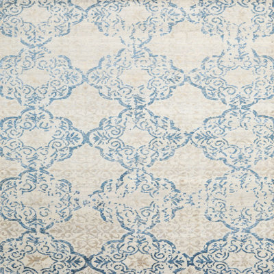 Tapis bleu / crème