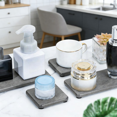 Natural Fast-Drying Stone Trays, Water Absorbent Sink And Countertop Organizer Set, Quick-Dry Soap Dish And Coaster For Bathroom And Kitchen