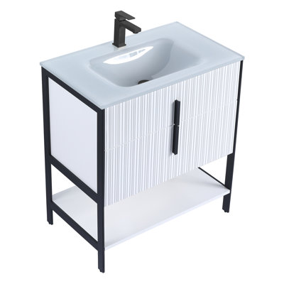  Serenity Modern Bathroom Vanity with White Glass Top