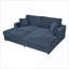Sectional Sofas | 86.5" Oversized Modern Sleeper Chaise Lounge with USB Ports, Cup Holders for Living Room Bedroom | Blue | Corduroy