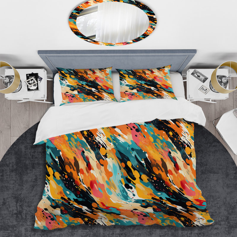 Ensemble de housse de couette Multicolor Artistic Expression I, Housse de couette pour très grand lit et 2 très