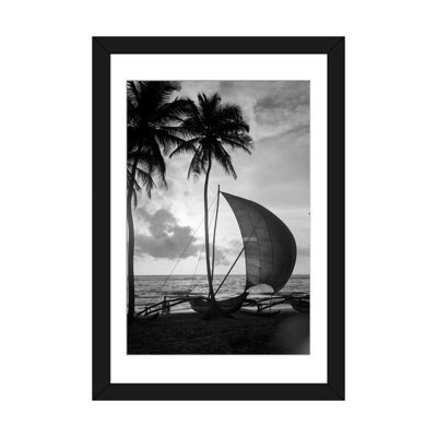 Reproduction de photo sur toile tendue, reproduction de photo sur toile tendue, "pendant années 1930 single catamaran on tropical" à coucher des palmiers sri lanka