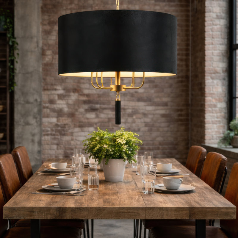 Secret Agent 4-Light Pendant, Painted Gold, Black
