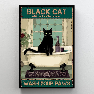 Black Cat Wash Your Paw - 1 Piece Rectangle Graphi " Black Cat Wash Your Paw "
