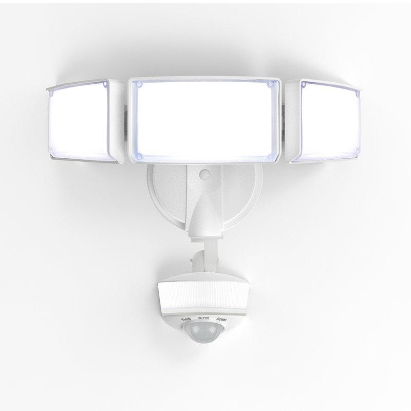 1 3 lumières de sécurité d'extérieur résistantes aux intempéries avec veilleuse, Blanc