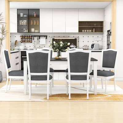 Ensemble de salle à manger 7 pièces avec rallonge amovible et 6 chaises rembourrées pour la salle à manger