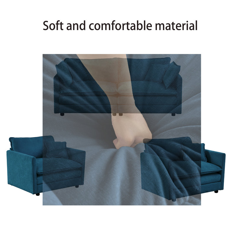 Canapé 70 po, Chenille bleu