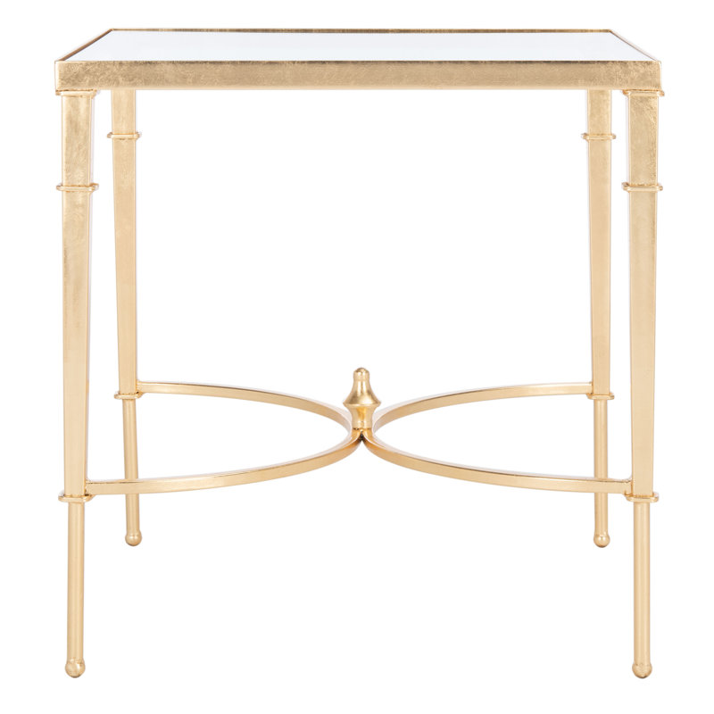 Mendez Gold Leaf Glass Top Square Accent Table