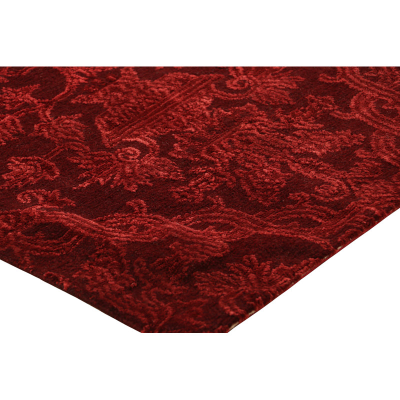 Rug & Kilim’S European Style Rug In Burgundy With Floral Patterns, Retangle 37' x 52'