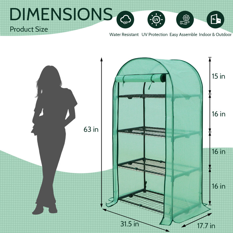 4-Tier Portable Mini Greenhouse With Shelves