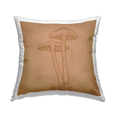 Coussin décoratif à motif de champignons botaniques bruns complexes par Ziwei Li