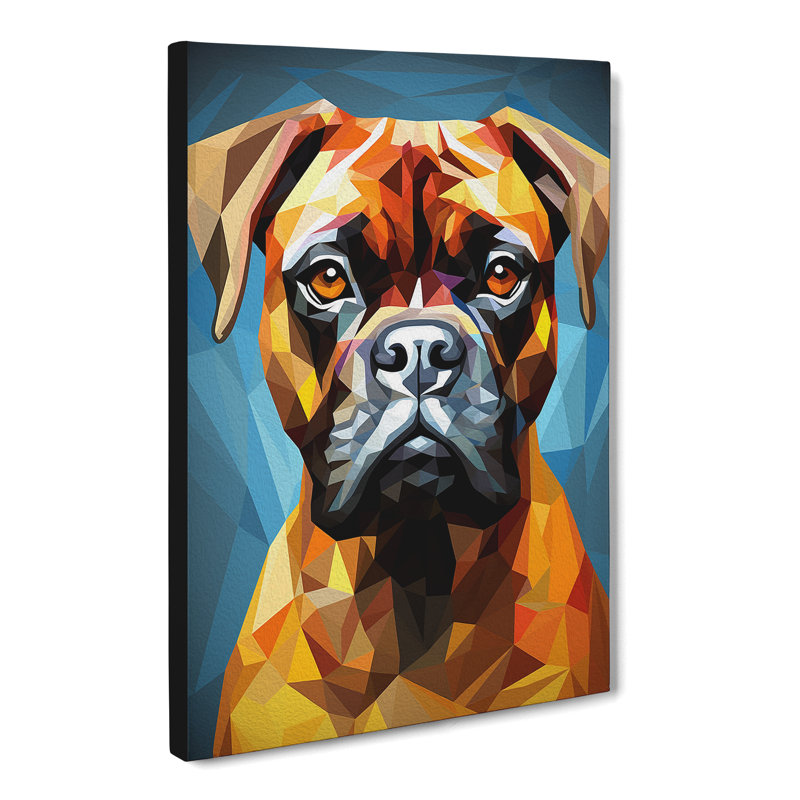 Boxer Dog Geometric - Wrapped Canvas, 50cm H x 35cm W x 3cm D