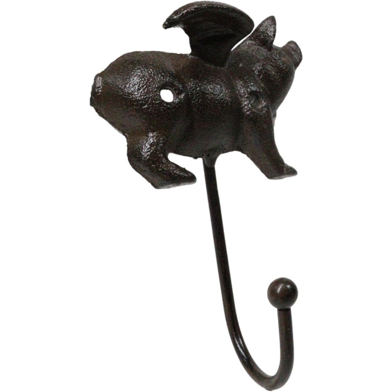 Set Of 2 Rustic Country Flying Angel Pig Wall Hooks Coat Towel Hanger