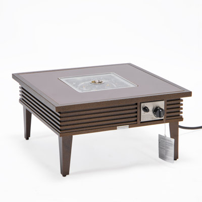 Table de foyer d'extérieur au propane en aluminium avec couvercle H 20 po x l 26,8 po Kliyah
