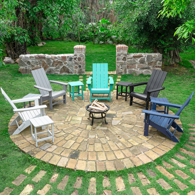 Chaises Adirondacks pliantes en PEHD Catelynn avec table (2 chaises et 1 table), Sarcelle