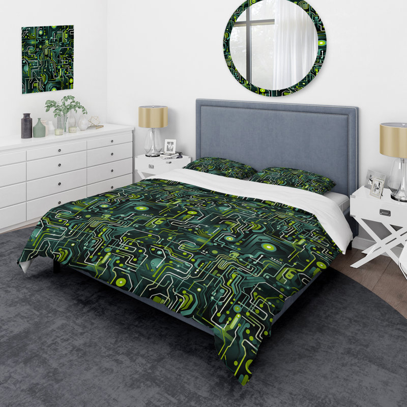 Literie Green Techno Fusion Maze III, Housse de couette simple + 1 taie décorative stan