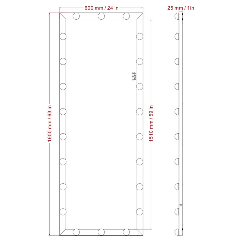 Full Length Mirror with Lights Full Body Vanity Mirror with 3 Color Modes Lighted Standing Floor Mirror, Black