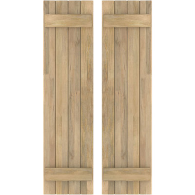 Americraft 2 Batten Exterior Real Wood Joined Board-N-Batten Shutters (Per Pair)