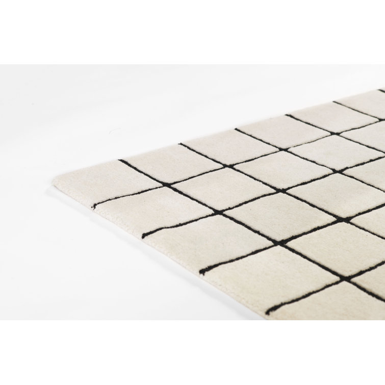 AllModern Form Hand Tufted Wool Geometric Ivory Area Rug 5' X 8'