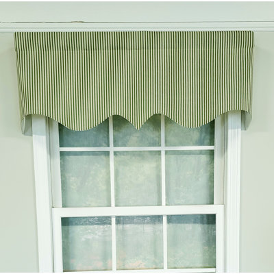 Ticking Cotton Blend Striped Scalloped Window Valance