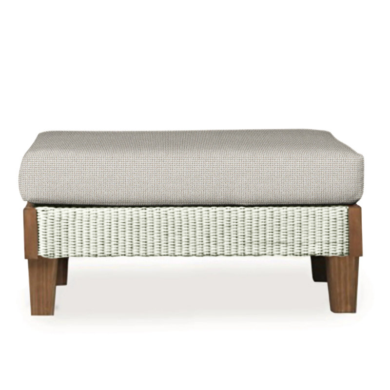 Catalina Outdoor Ottoman, Decorline Navy, Ivory