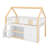 Functional Low Height Bed with Climbing Staircase, Enclosed Storage Units, Floating Shelves and Integrated Mood Lighting