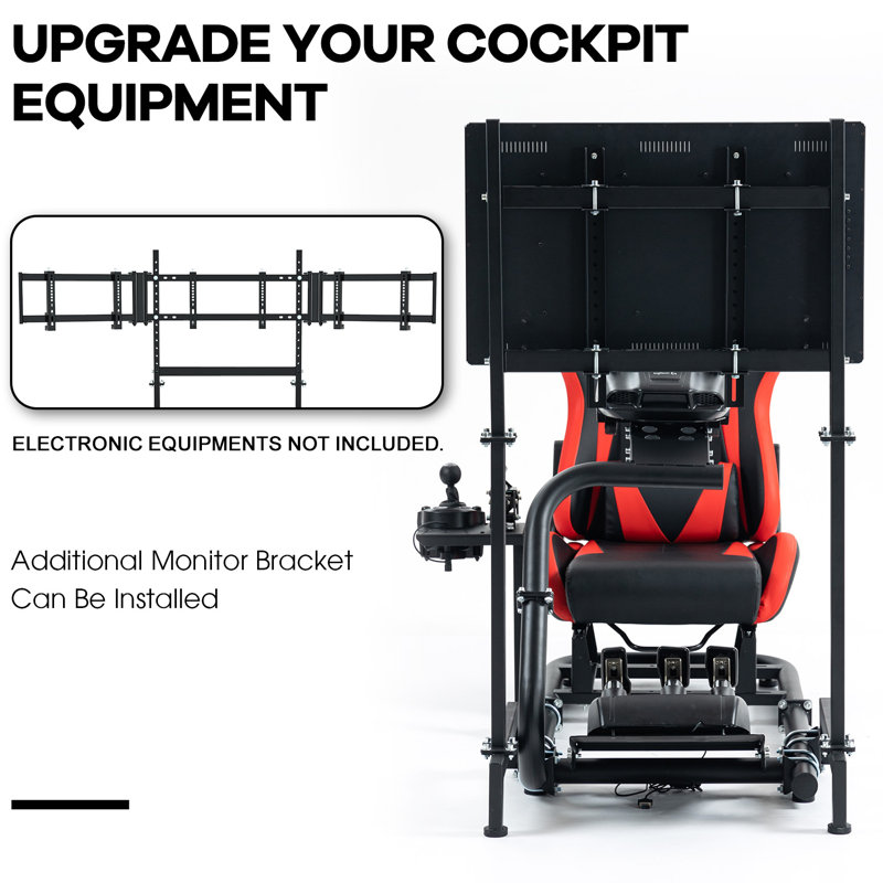 Anman Racing Sim Cockpit avec siège rouge et meuble télé compatible avec Logitech G29 G920, ne comprend pas le volant, les roues, les pédales et le frein à main Shifter