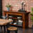 Nastya 54" Wide Industrial Rustic Solid Wood Metal Rectangular Console Media Table With 2 Shelves