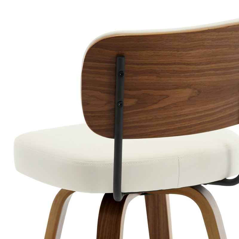 Tabouret de bar et de comptoir pivotant Loranza, Blanc, Tabouret de comptoir (siège d'une hauteur de 26 p, Brun