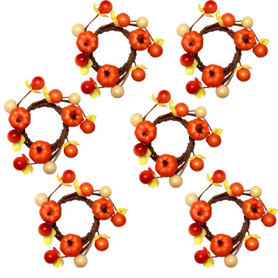 1.25" Inner Diameter Artificial Mini Pumpkin Taper Candle Ring