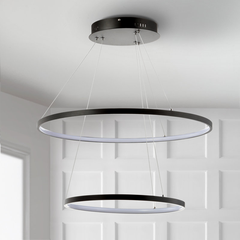 Luminaire suspendu à niveaux unique / remarquable à DEL Kunzler, Noir mat
