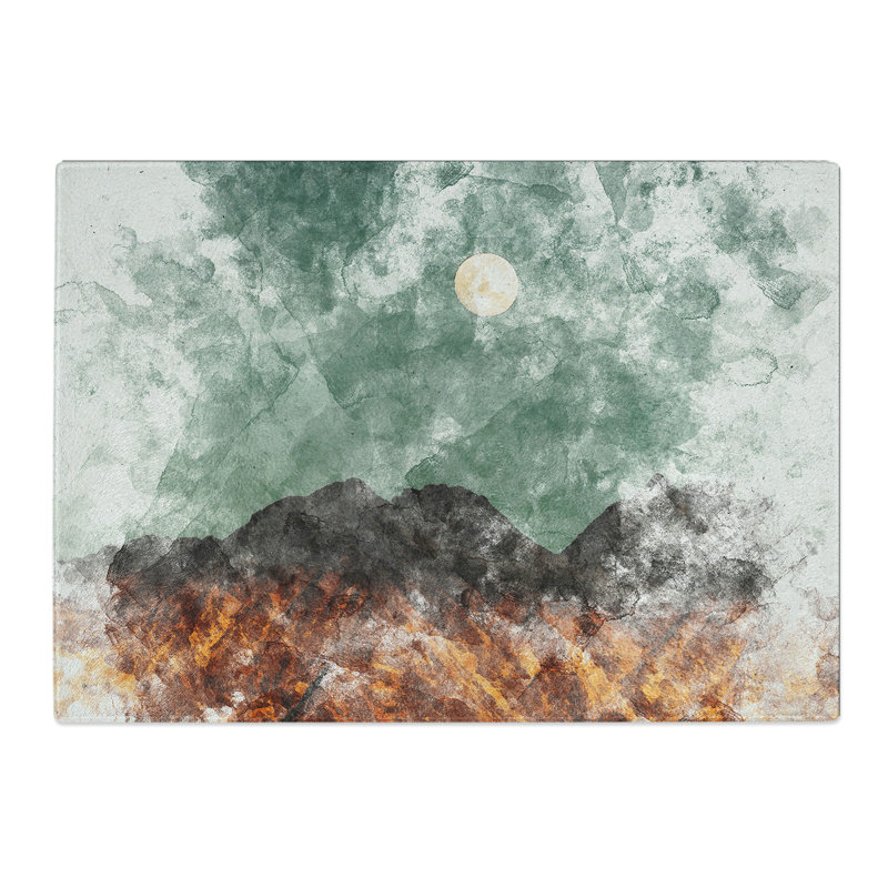 Tempered Glass Moon over the Mountains in Italy Chopping Board, 28.5 cm x 39 cm