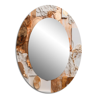 Gold And White Geometric Serenity I - Modern Oval Wall Mirror