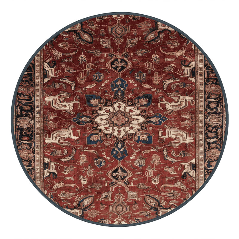 Tapis brun lavable à la machine, Rond 3 pi