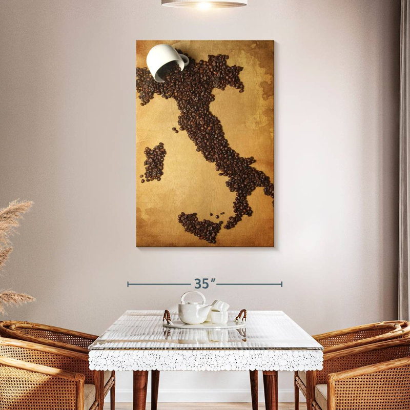 Yarlin Italian Coffee Map, 48" H x 32" W