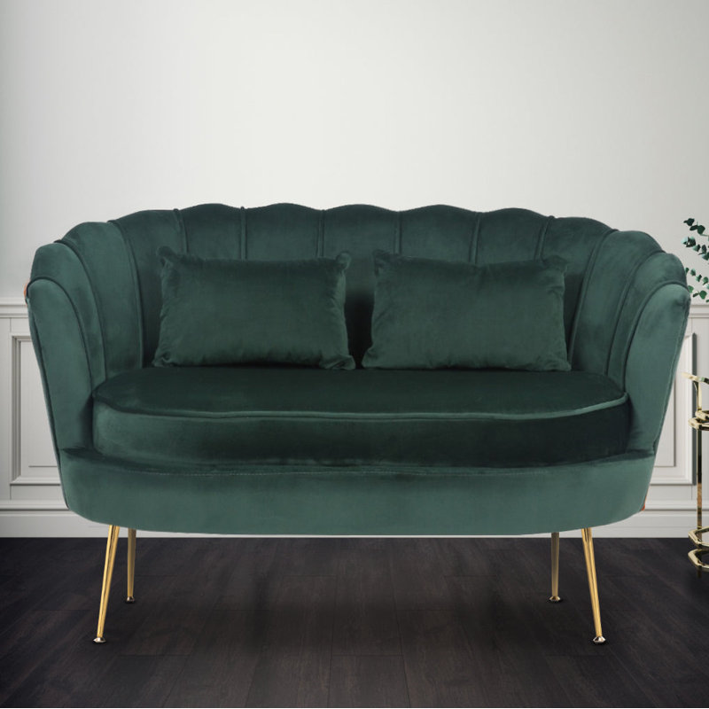 Carney 2 Seater Loveseat Sofa, Bottle Green