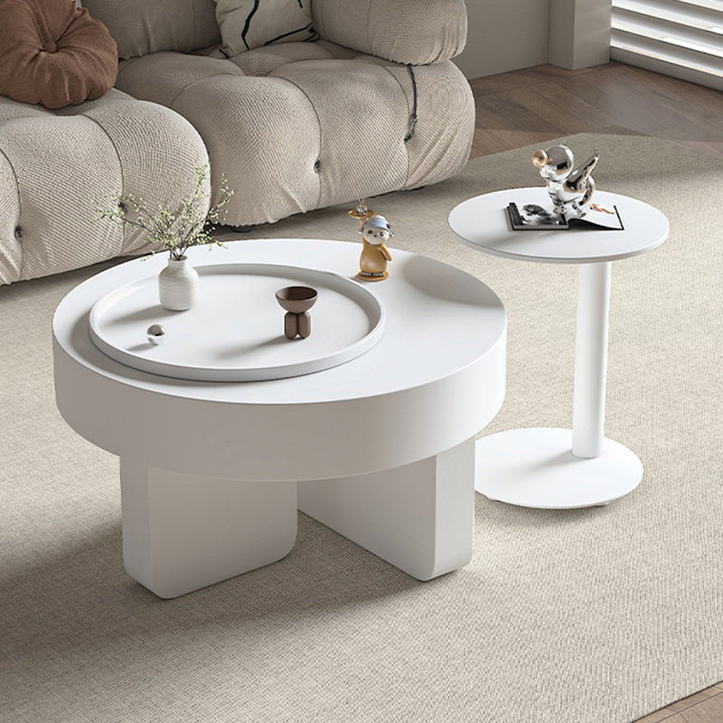 Table basse moderne de style crème, H 15,74 po x L 29,52 po x l 29,52 po