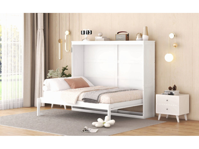 Lit escamotable Murphy, Lit double, Blanc