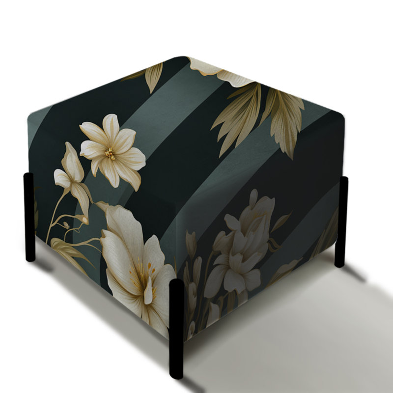 Classic Elegant Striped Floral Dreamscape - Repose-pieds carré rayé
