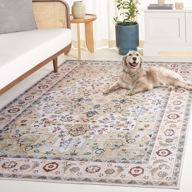 Tapis oriental lavable en machine Ceniya, Rectangle de 5 pi x 8 pi