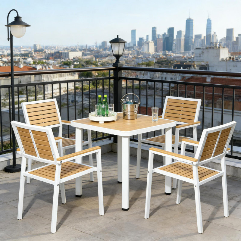 Ensemble de mobilier de salle à manger d'extérieur, table de patio 5 pièces et chaises