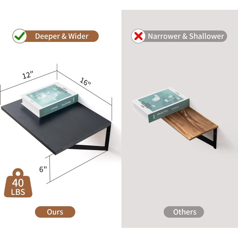 2 Piece Wood Floating Shelf