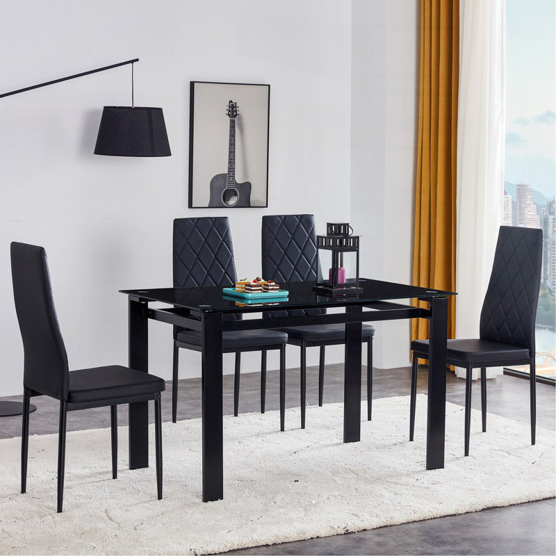 5-Piece Dining Table Set, Dining Table And Chair, 5 Pieces: Table, 4 Chairs