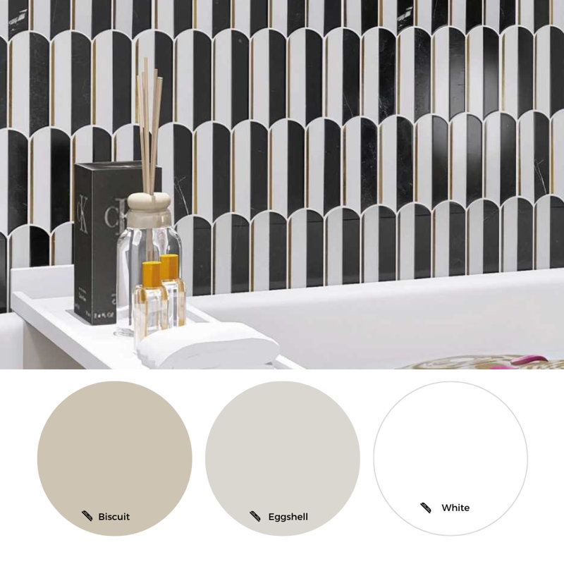 Mad Decade 12" x 12" Marble Mosaic Tile, Black