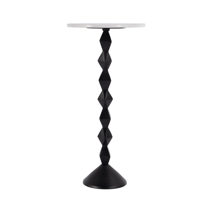 Luvia 12 in. W Round Marble and Metal Side Table