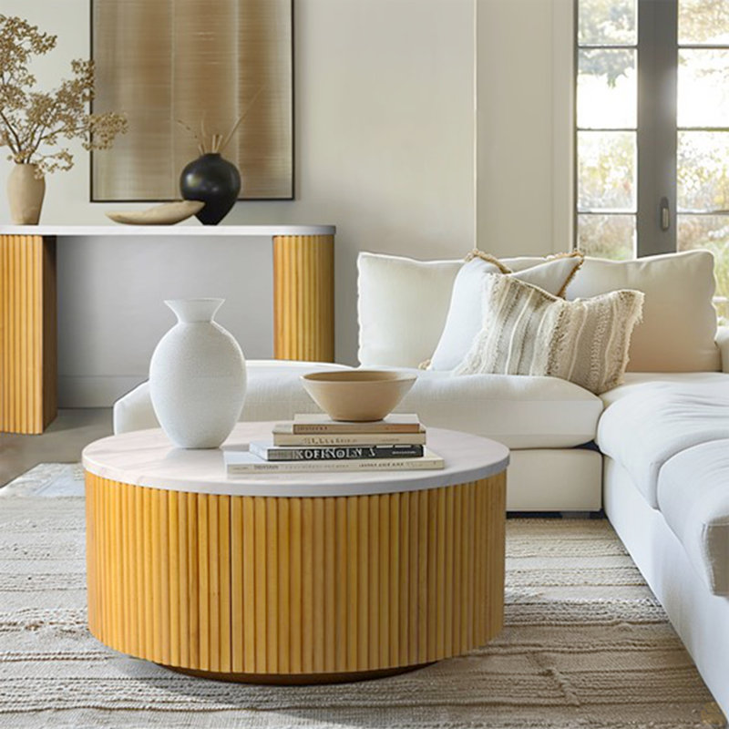 Table basse en faux marbre avec rangement
