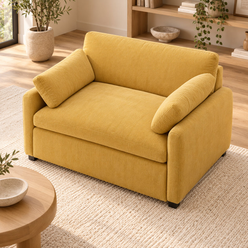 Fauteuil surdimensionné en chenille de 50 po de large Orelvessique avec assise profonde, coussins amovibles et 2 coussins