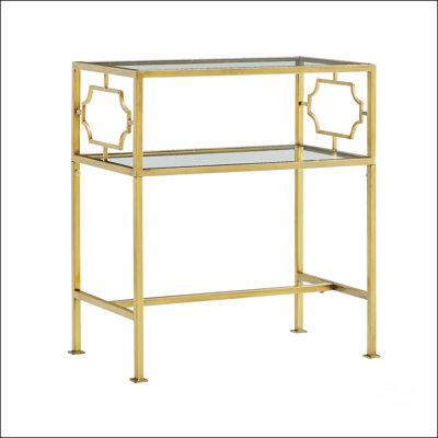 Table d'appoint en métal doré antique et verre Grifton